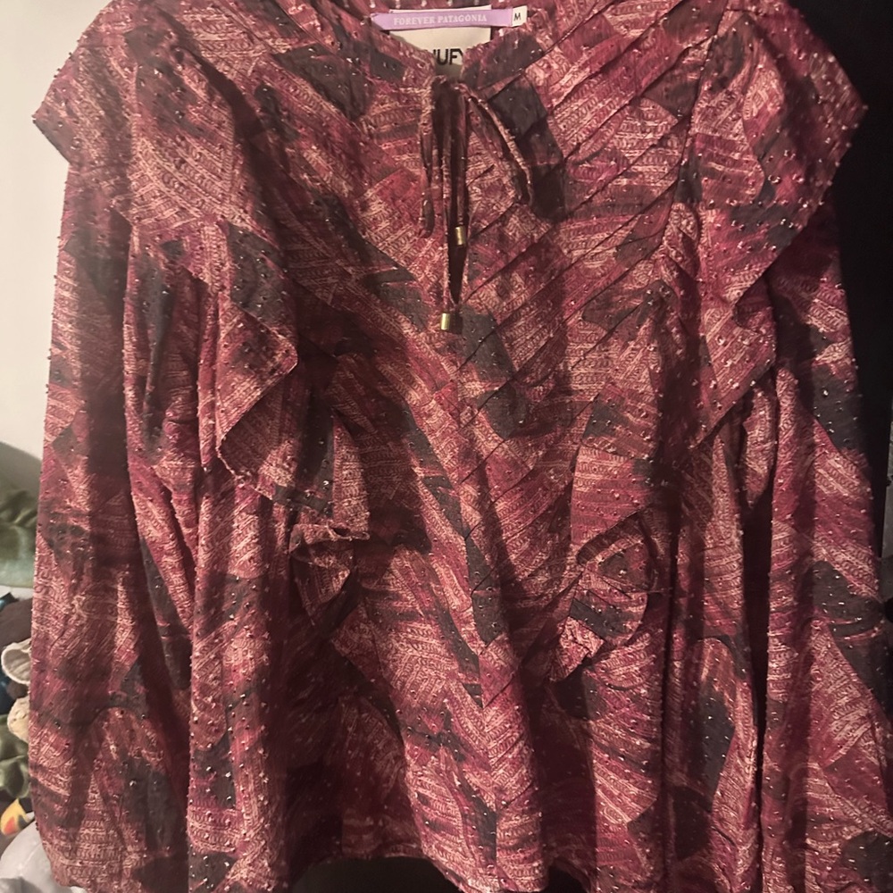 Elegant Burgundy and Black Blouse